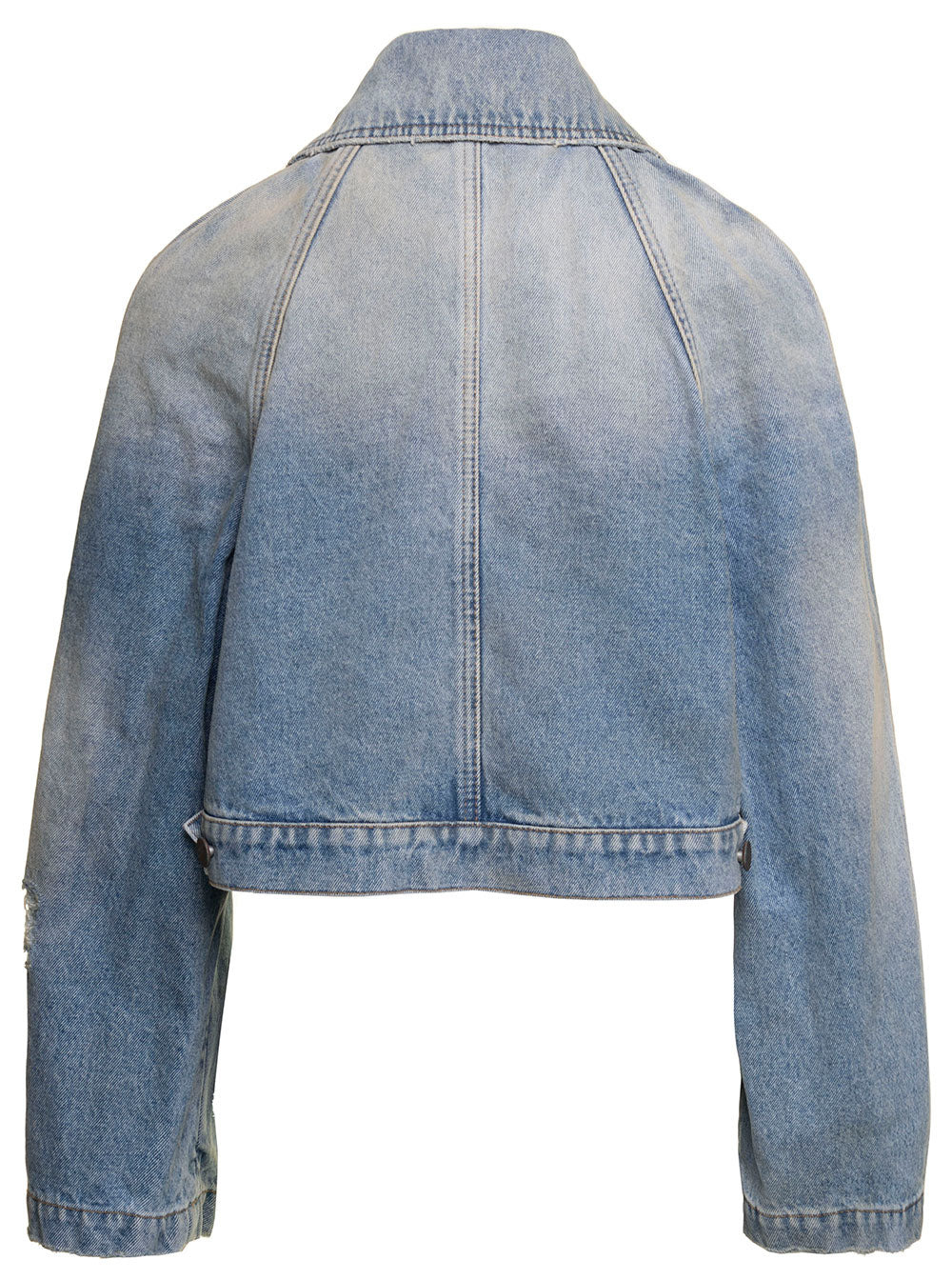 Palm Angels Women Paris Lw Cropped Denim Jacket - 2