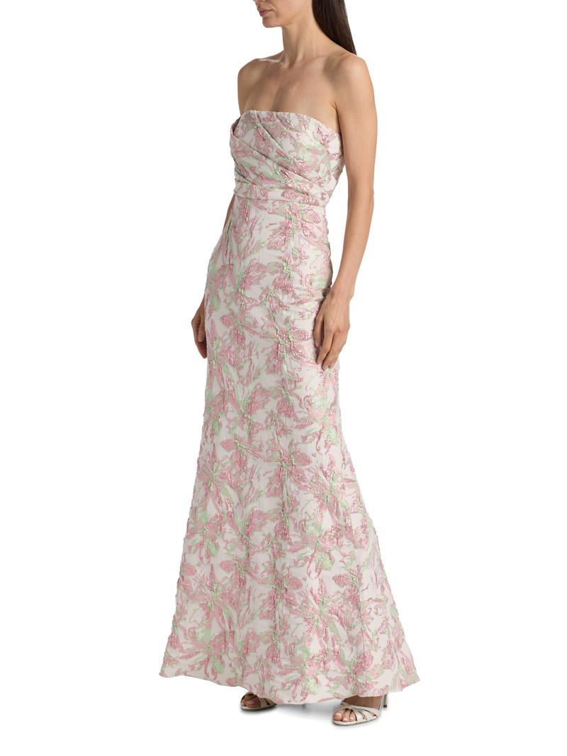 Women's Floral Jacquard Gown - Pink Multi 4