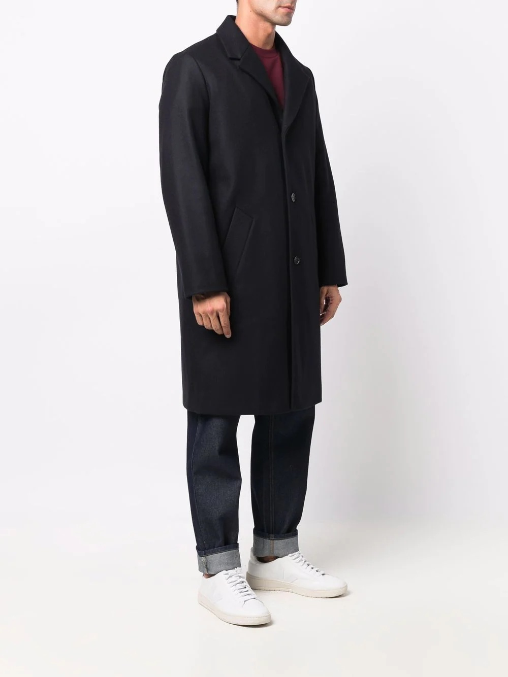 single-breasted wool-blend coat - 3