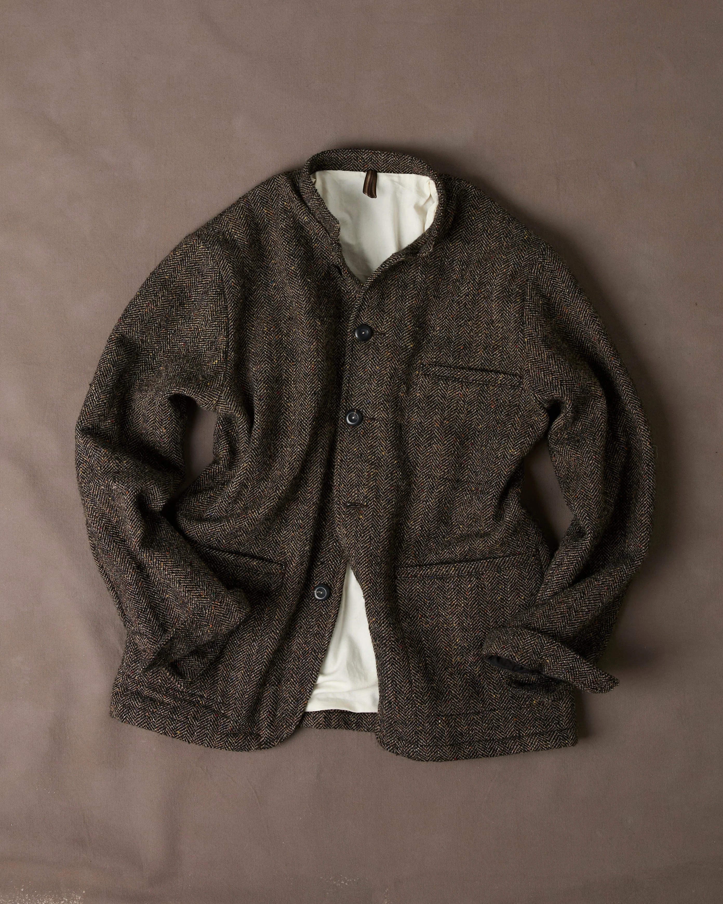 Brown Herringbone Tweed Woodward Jacket - 1