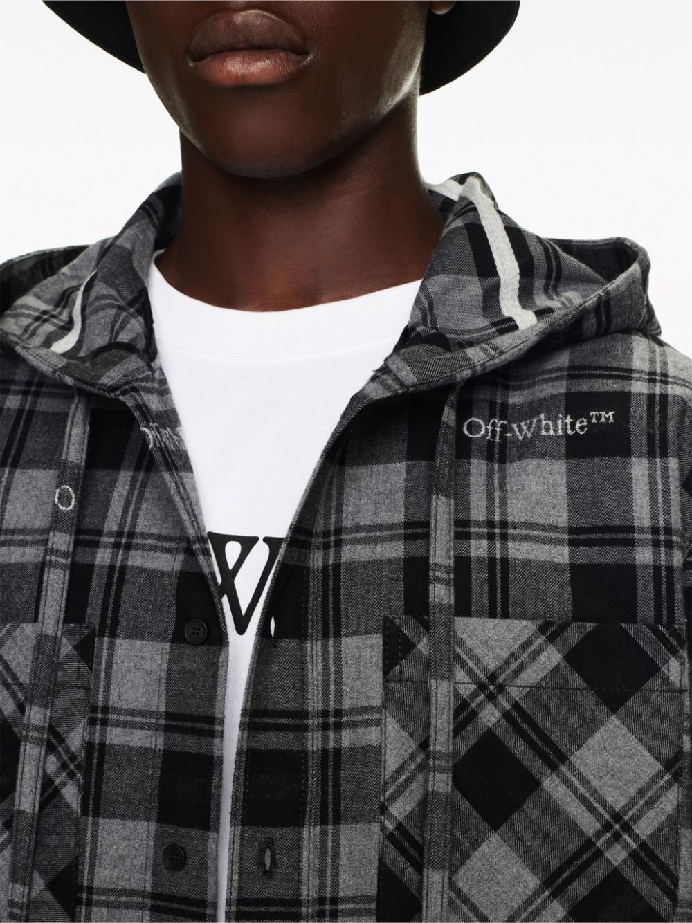 checked hooded shirt - 5