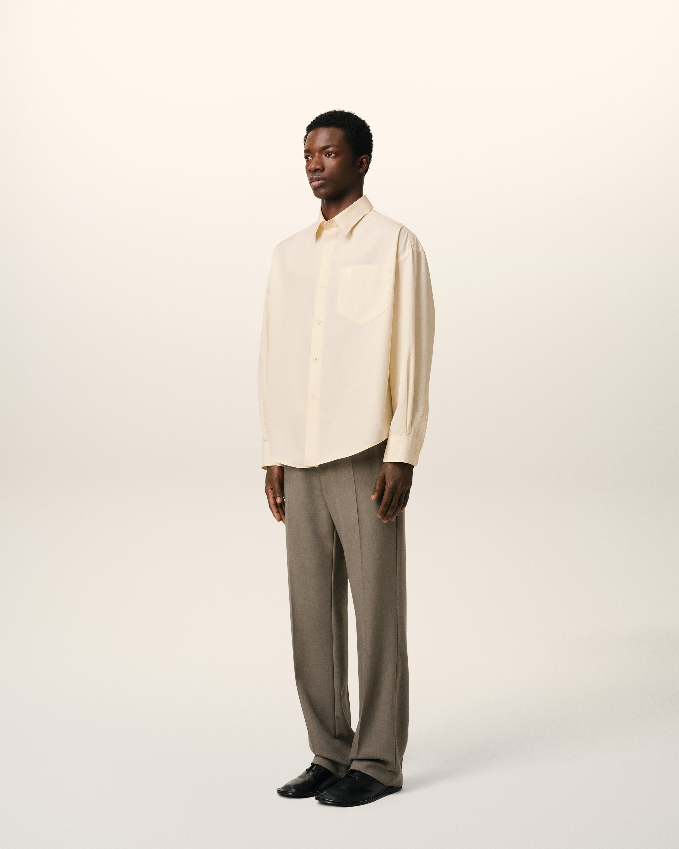 BEIGE COTTON AMI DE COEUR BOXY SHIRT - 6