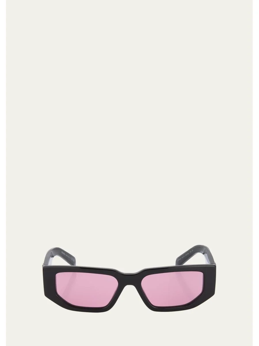 Men's Triangle Logo Bicolor Rectangle Sunglasses - 1
