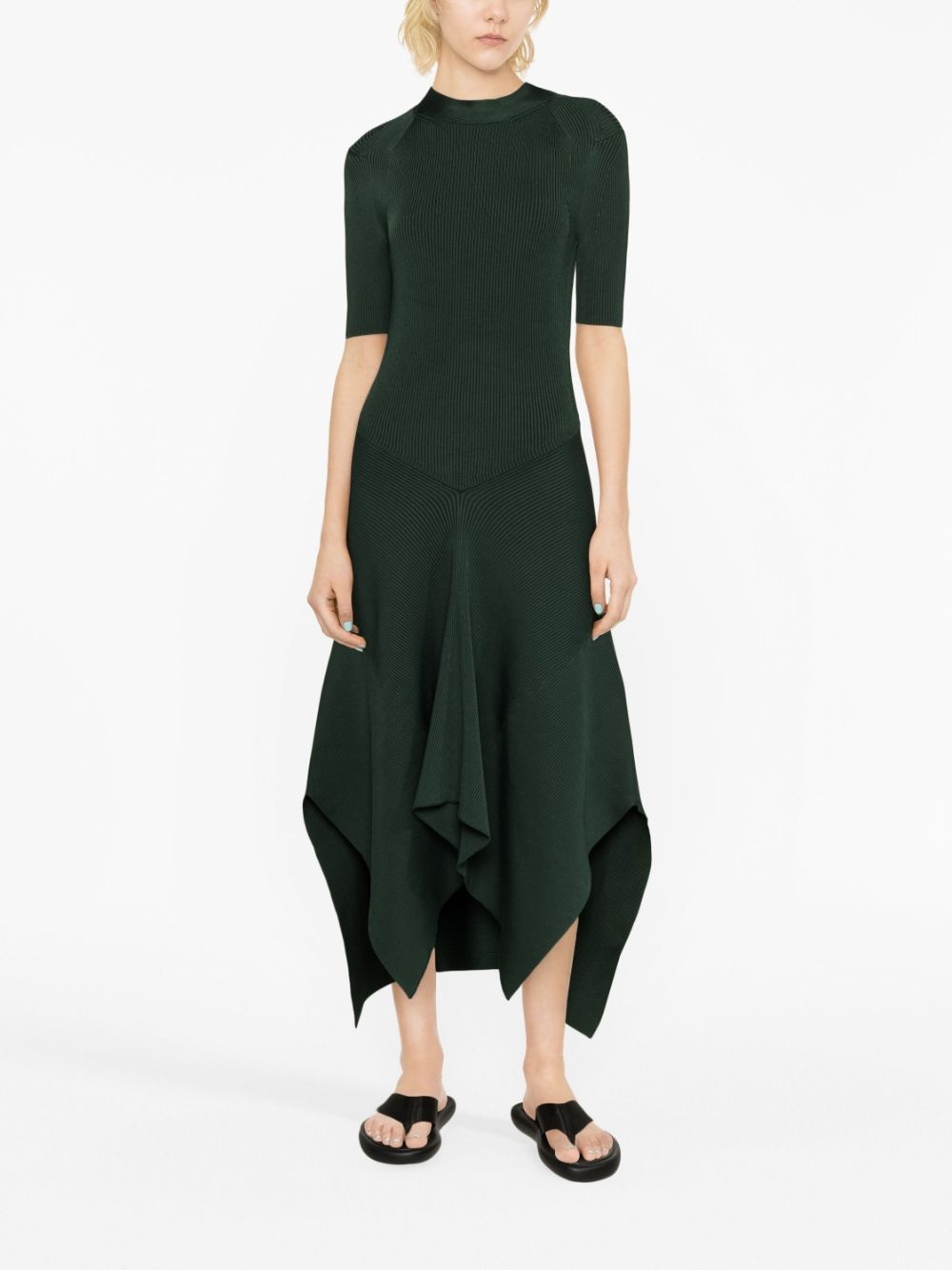 asymmetric ribbed-knit dress - 2