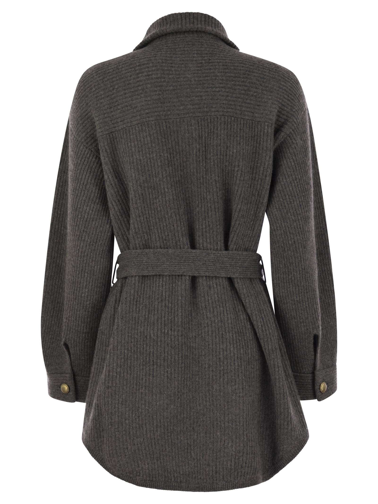 Brunello Cucinelli Women Cardigan In Virgin Wool, Cashmere And Silk English Rib With Metal Buttons A - 2
