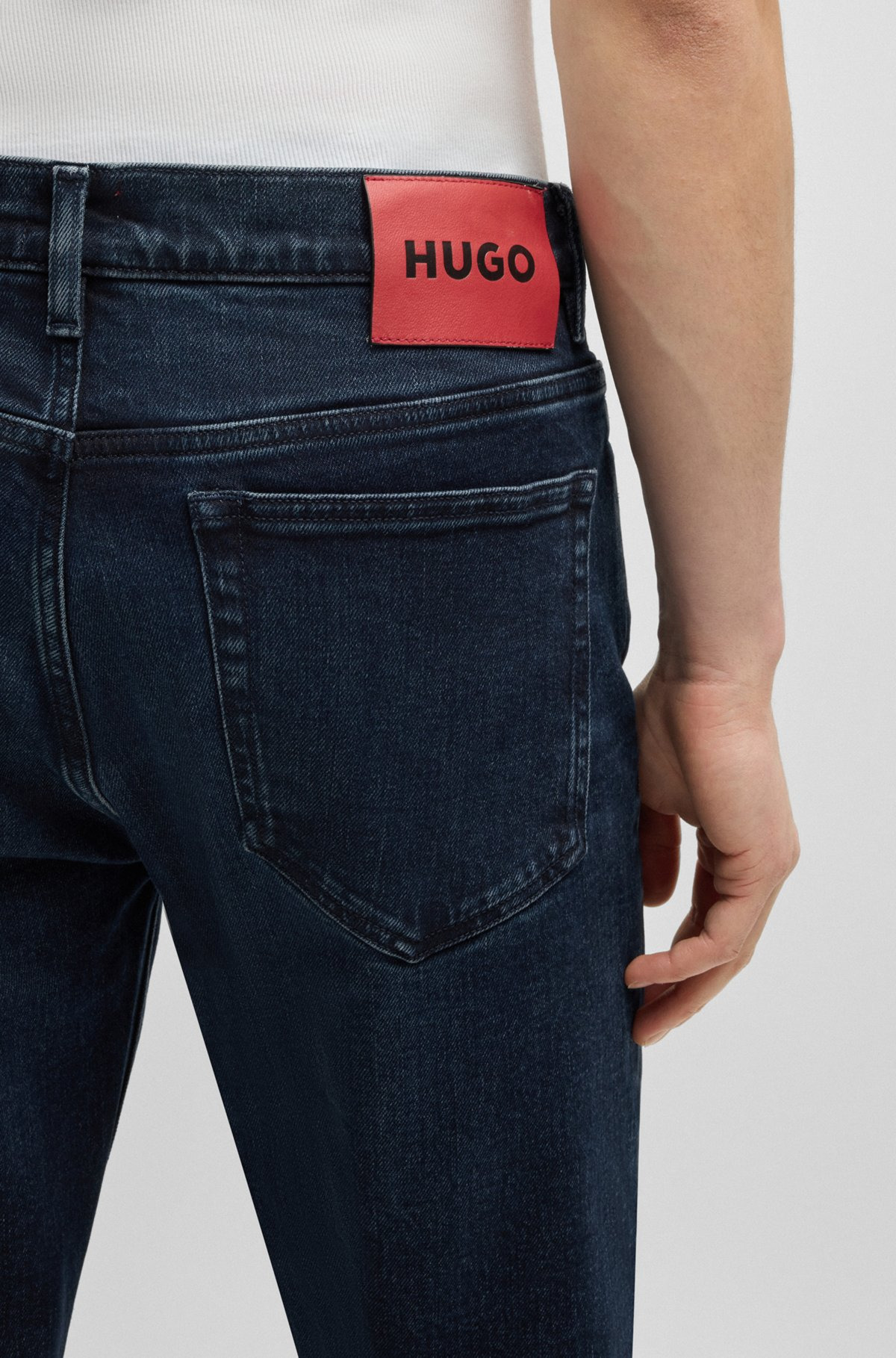 SLIM-FIT JEANS IN DARK-BLUE STRETCH DENIM - 5
