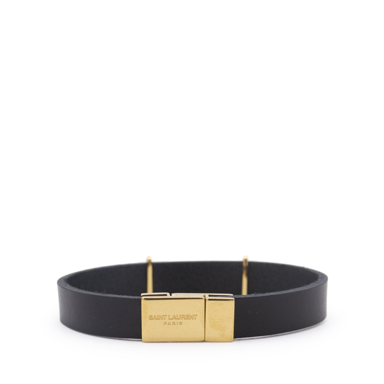 black leather ysl bracelet - 2