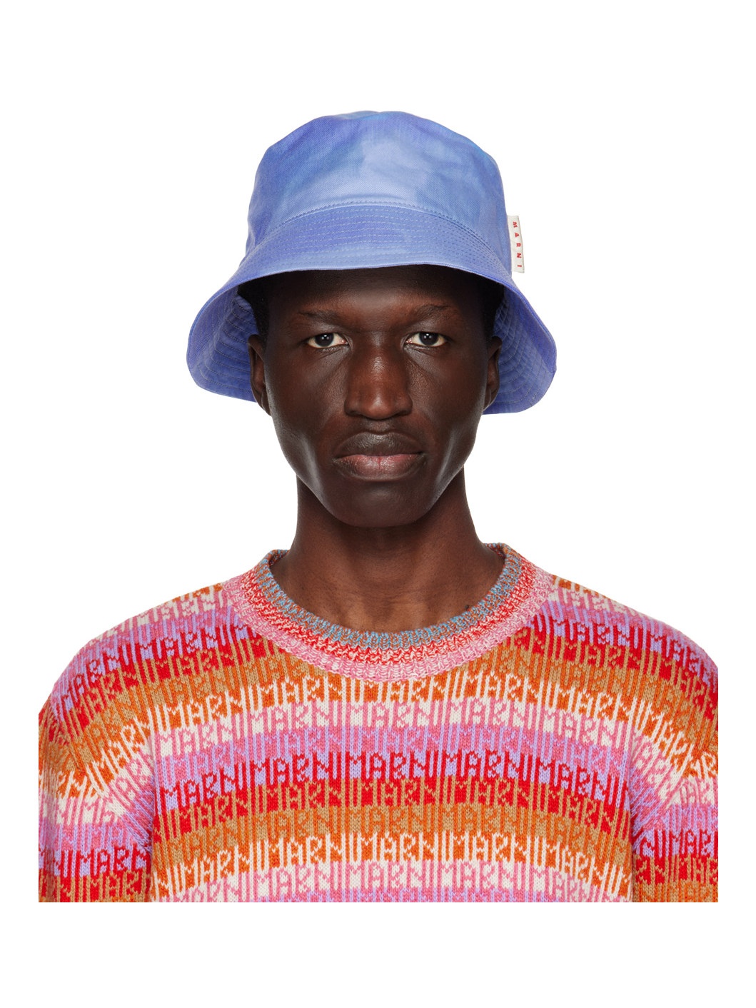 Blue Quilted Brim Bucket Hat - 1