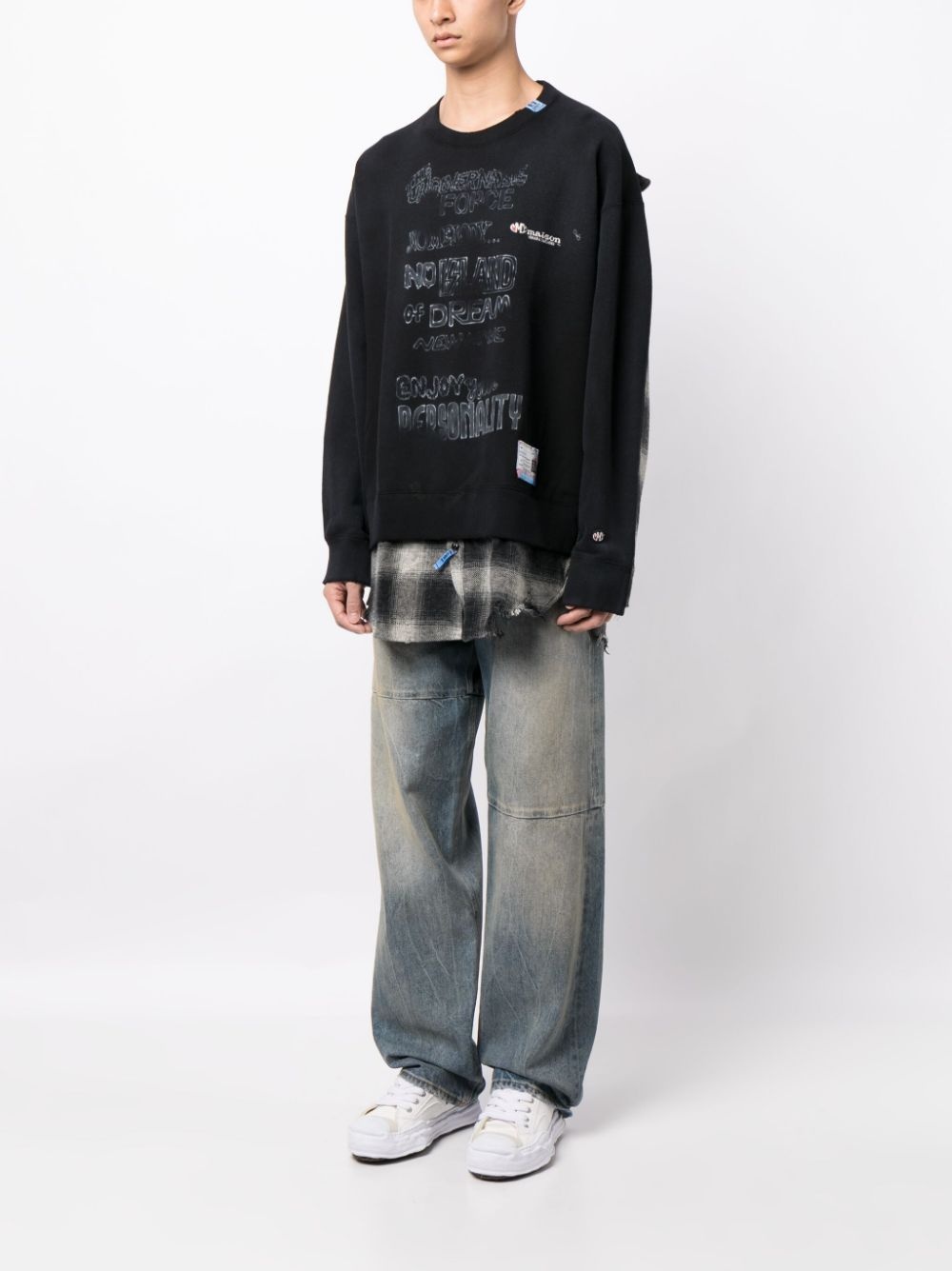 raw-cut distressed cotton sweatshirt - 3