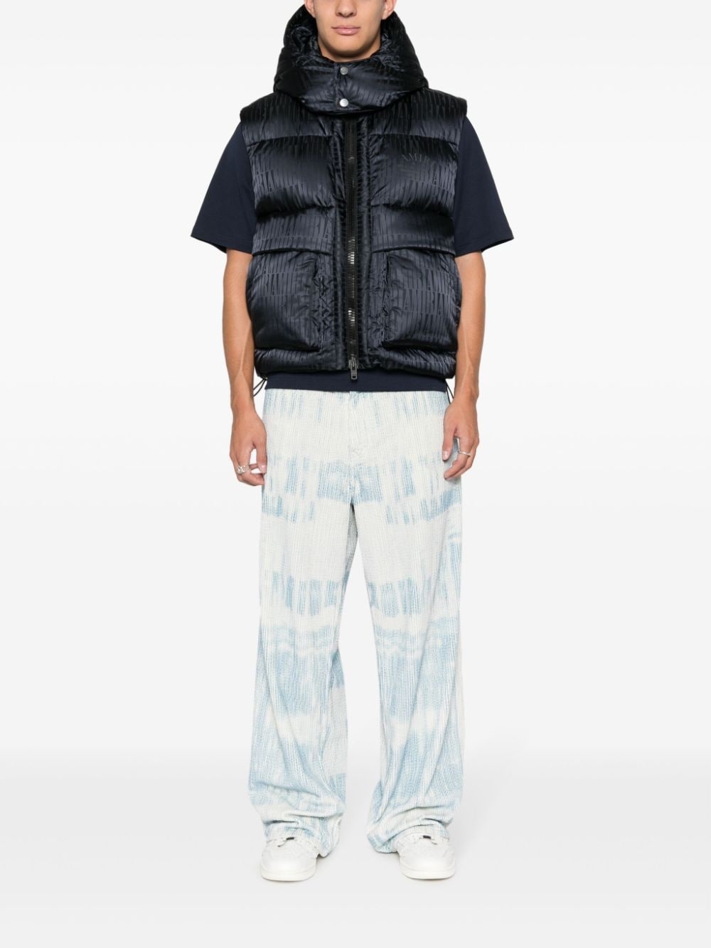 logo-print padded gilet - 2