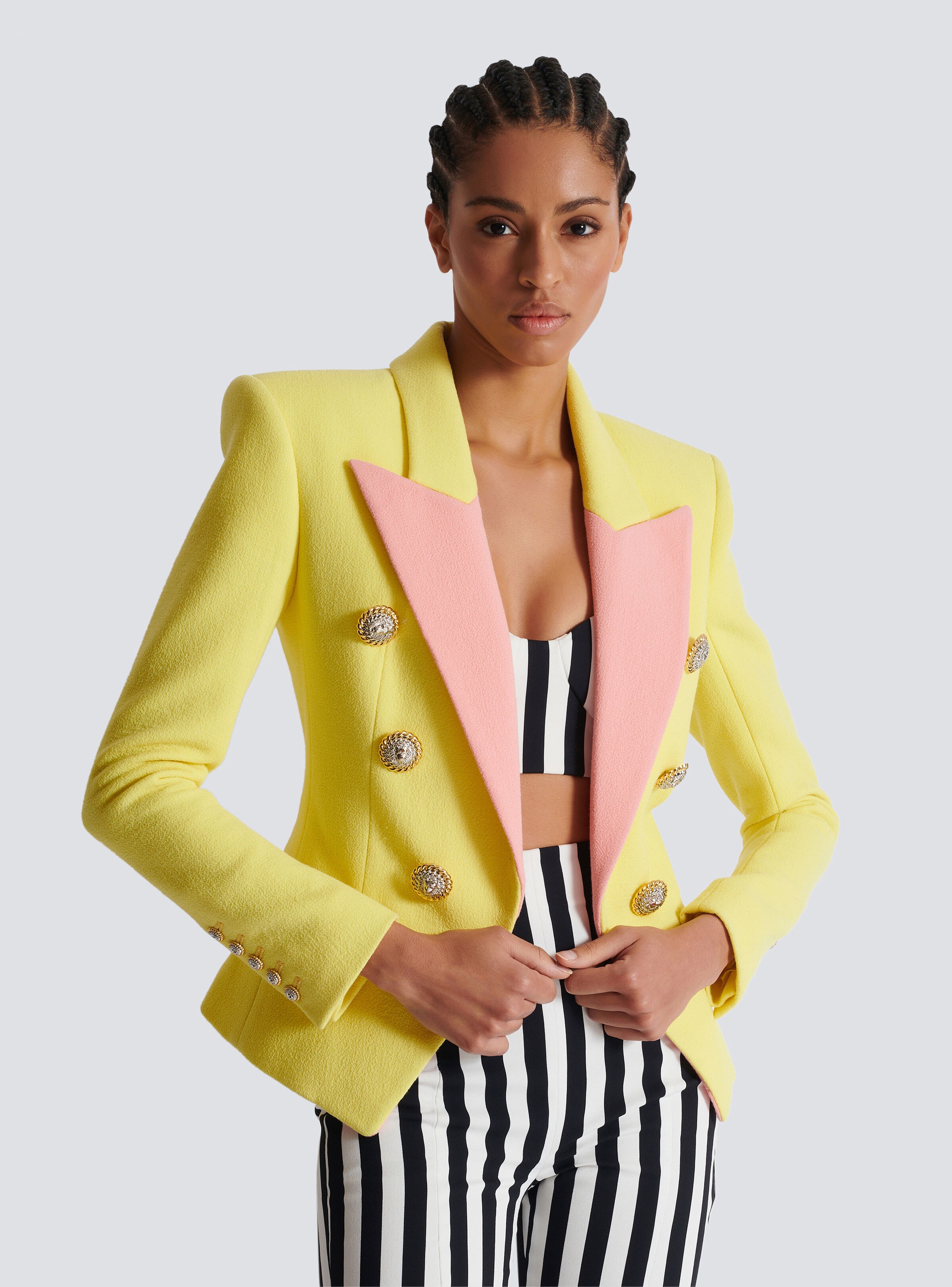 6-button double crepe two-tone jacket - 7