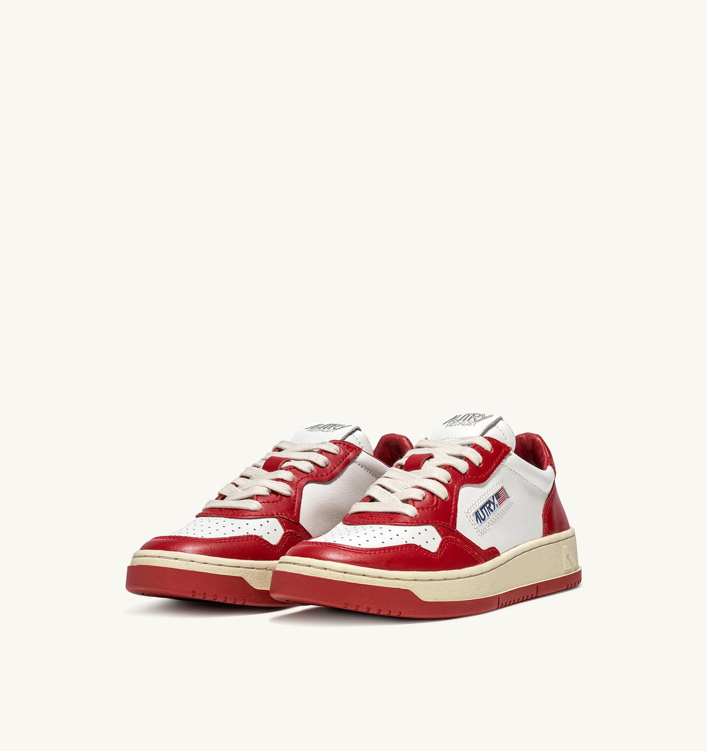 MEDALIST LOW BICOLOR SNEAKERS IN WHITE AND RED LEATHER - 2