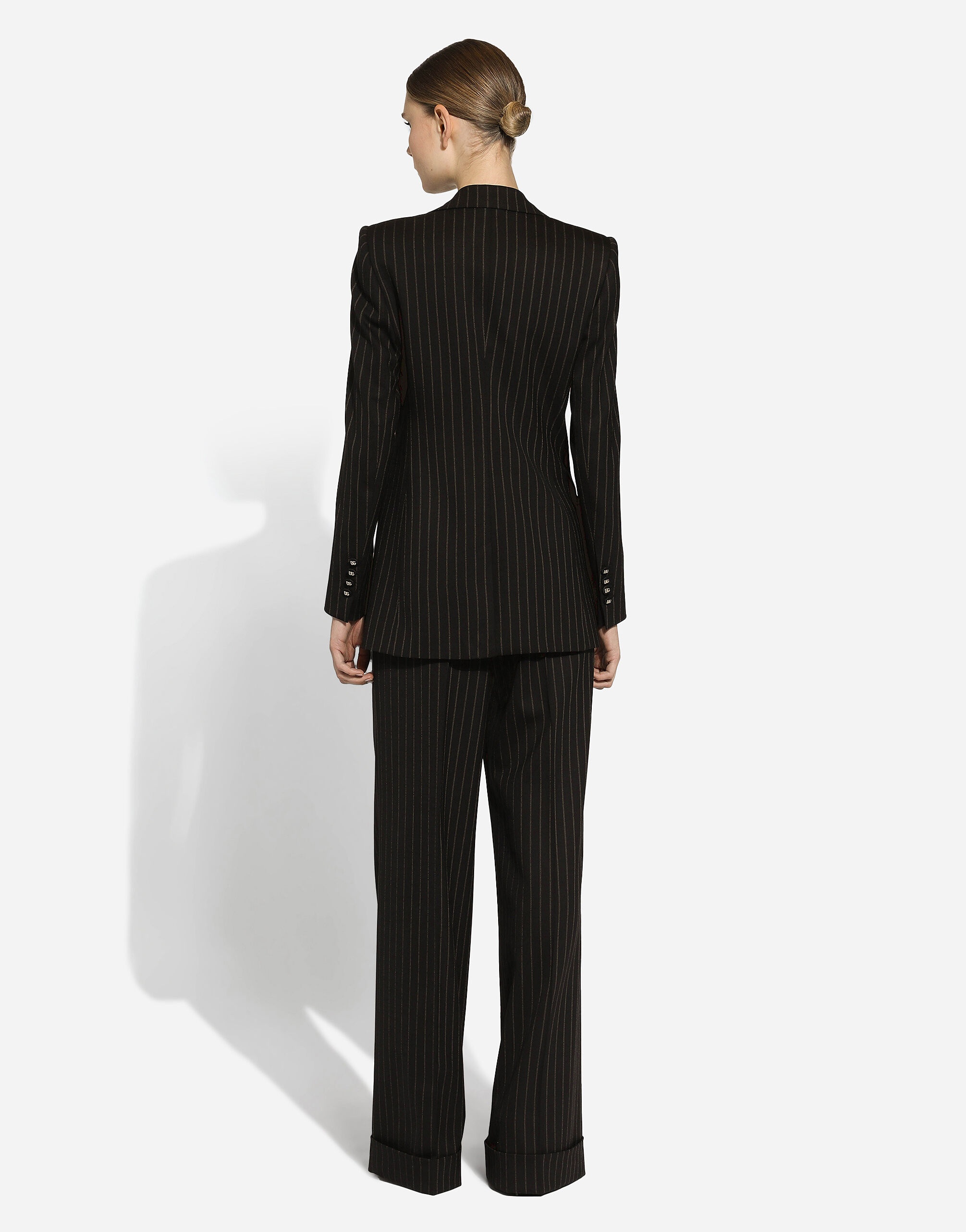 Single-breasted pinstripe wool Turlington jacket - 3