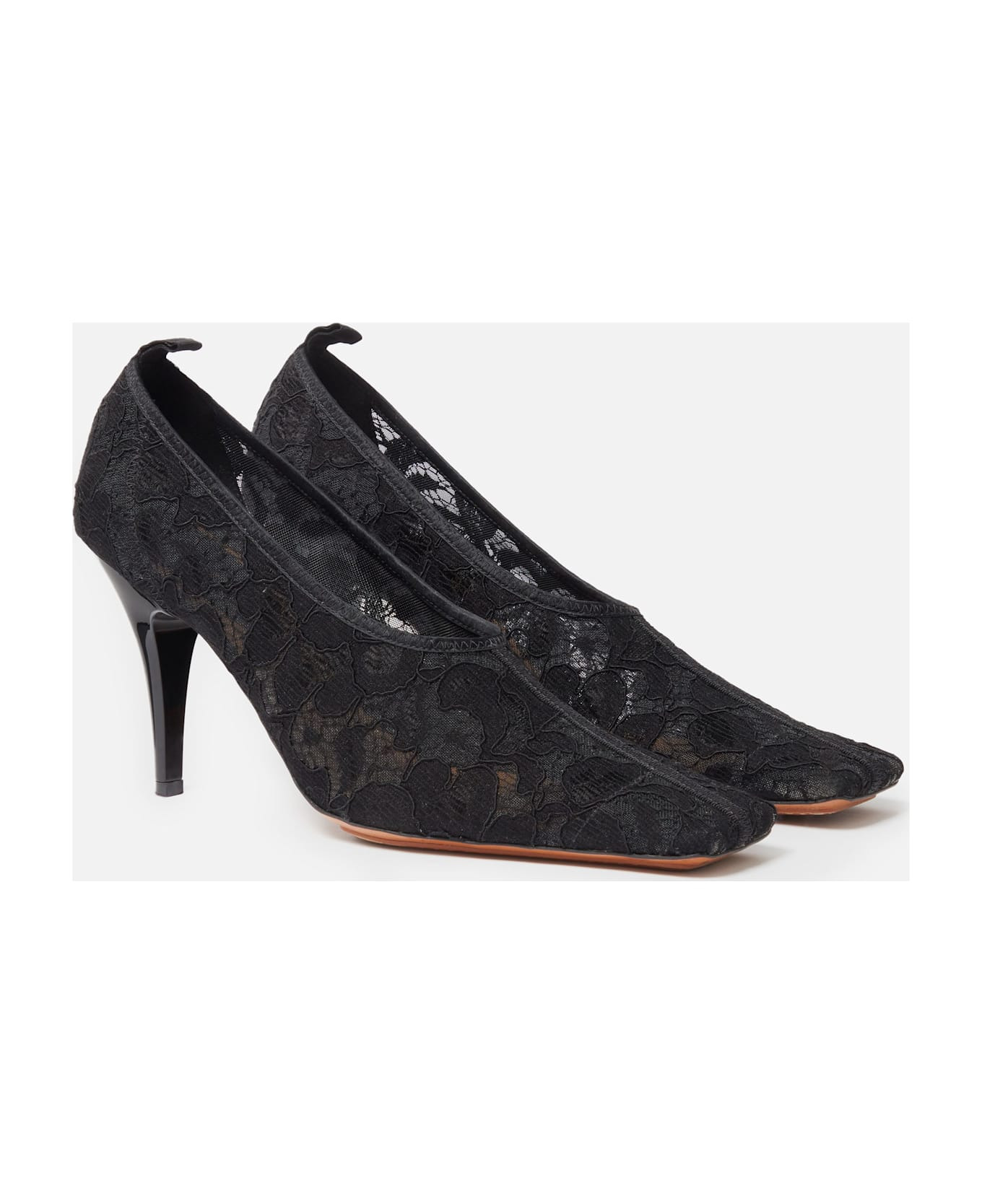 Lace Pumps With Stiletto Heel And Squared Toe - 3