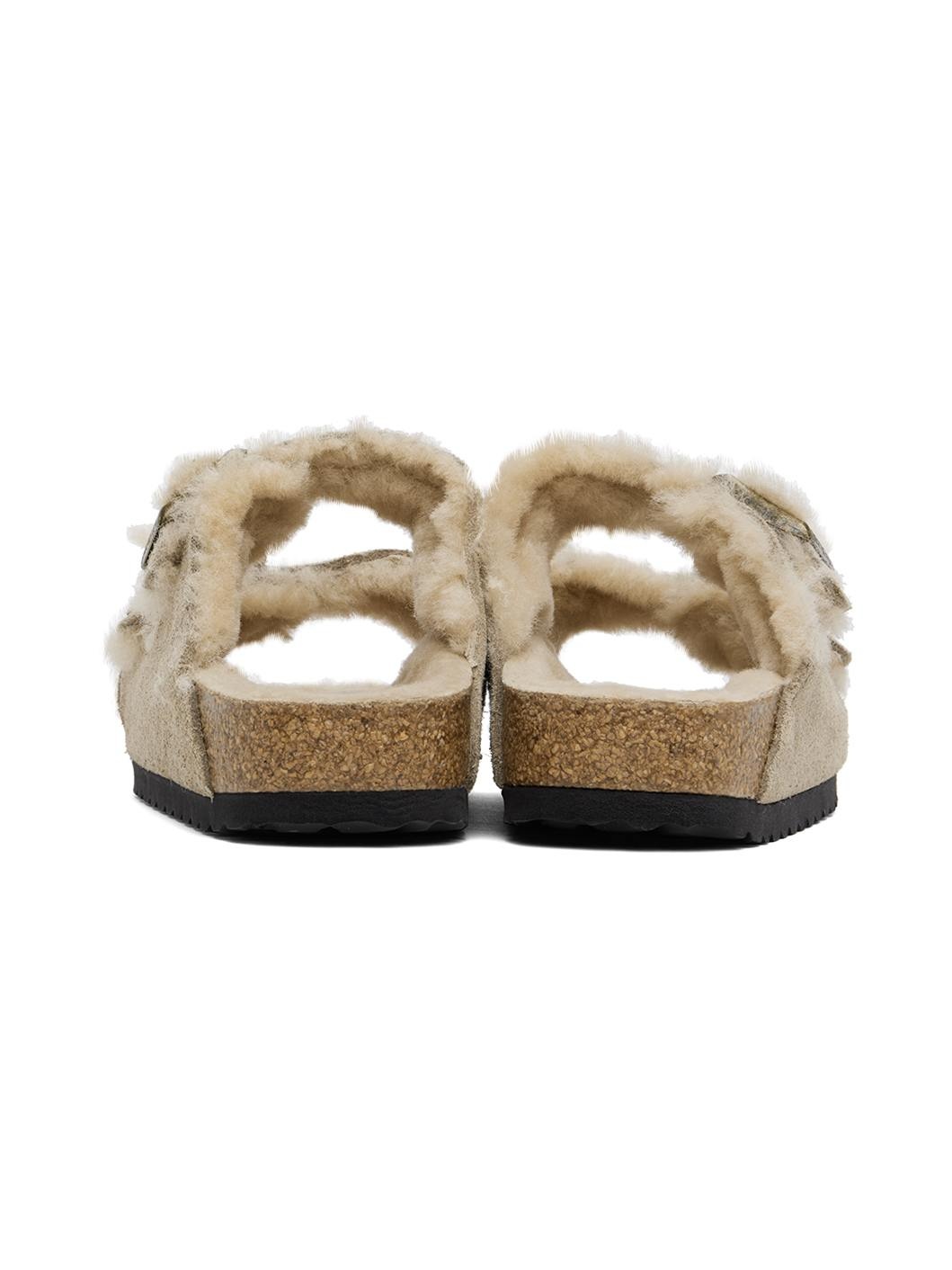 Taupe Narrow Arizona Shearling Sandals - 2