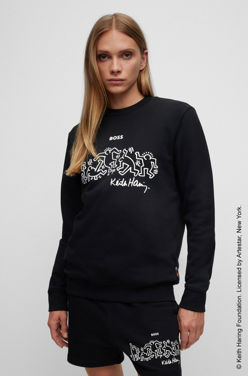BOSS X KEITH HARING GENDER-NEUTRAL COTTON-BLEND SWEATSHIRT WITH SPECIAL ARTWORK 3