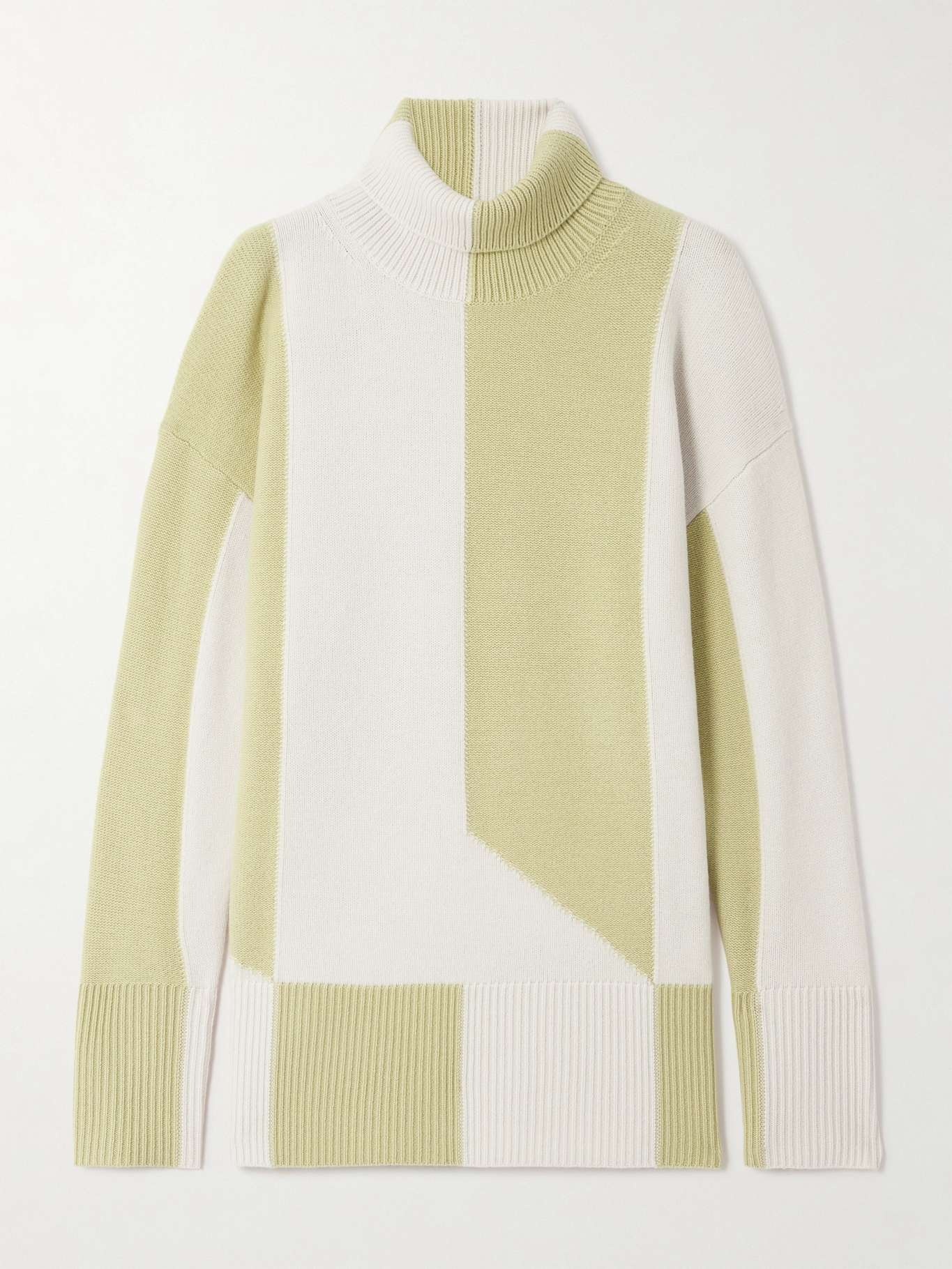 Alcove two-tone wool-blend intarsia turtleneck sweater - 1