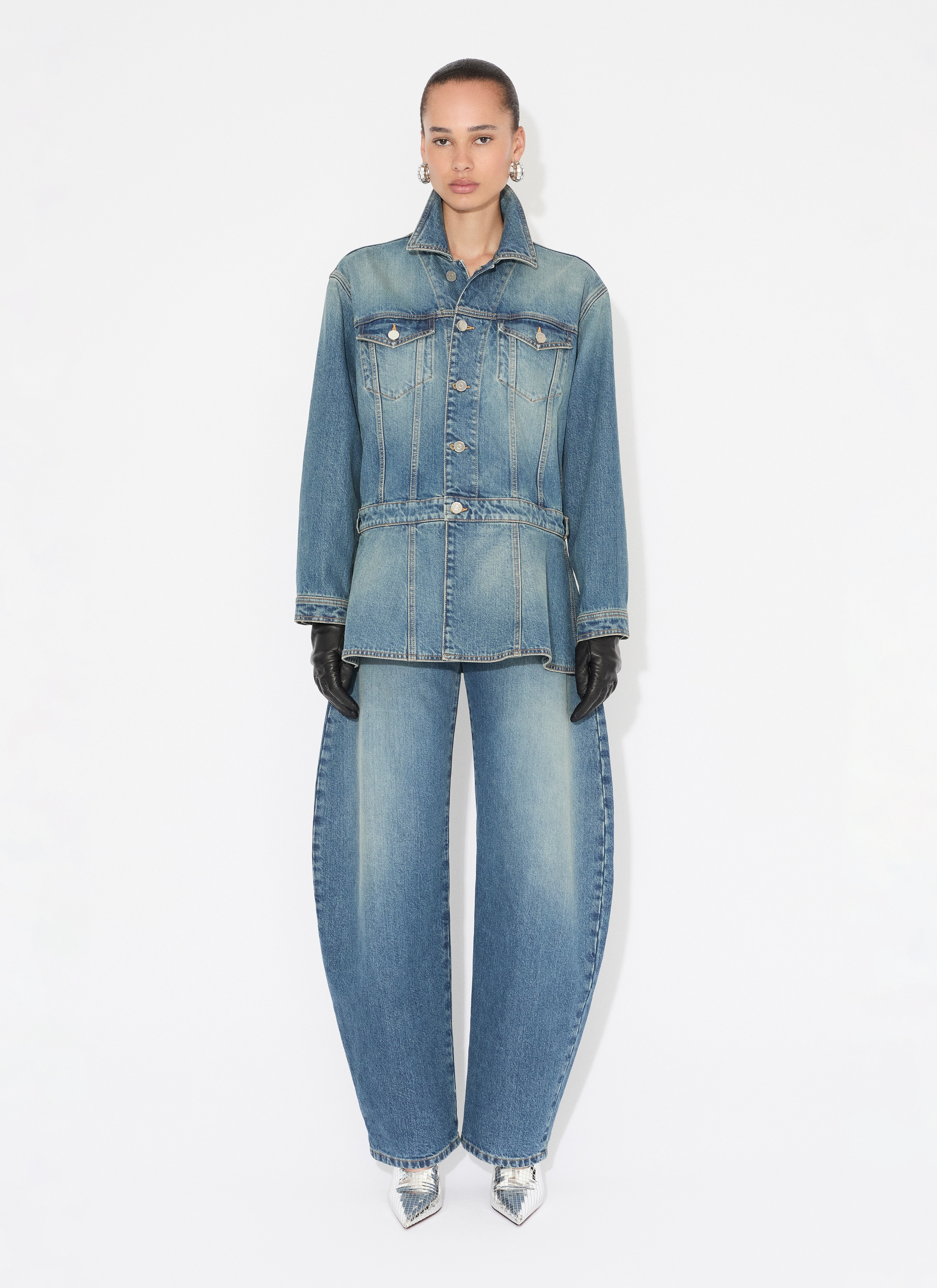 Alaïa DENIM PEPLUM JACKET | REVERSIBLE