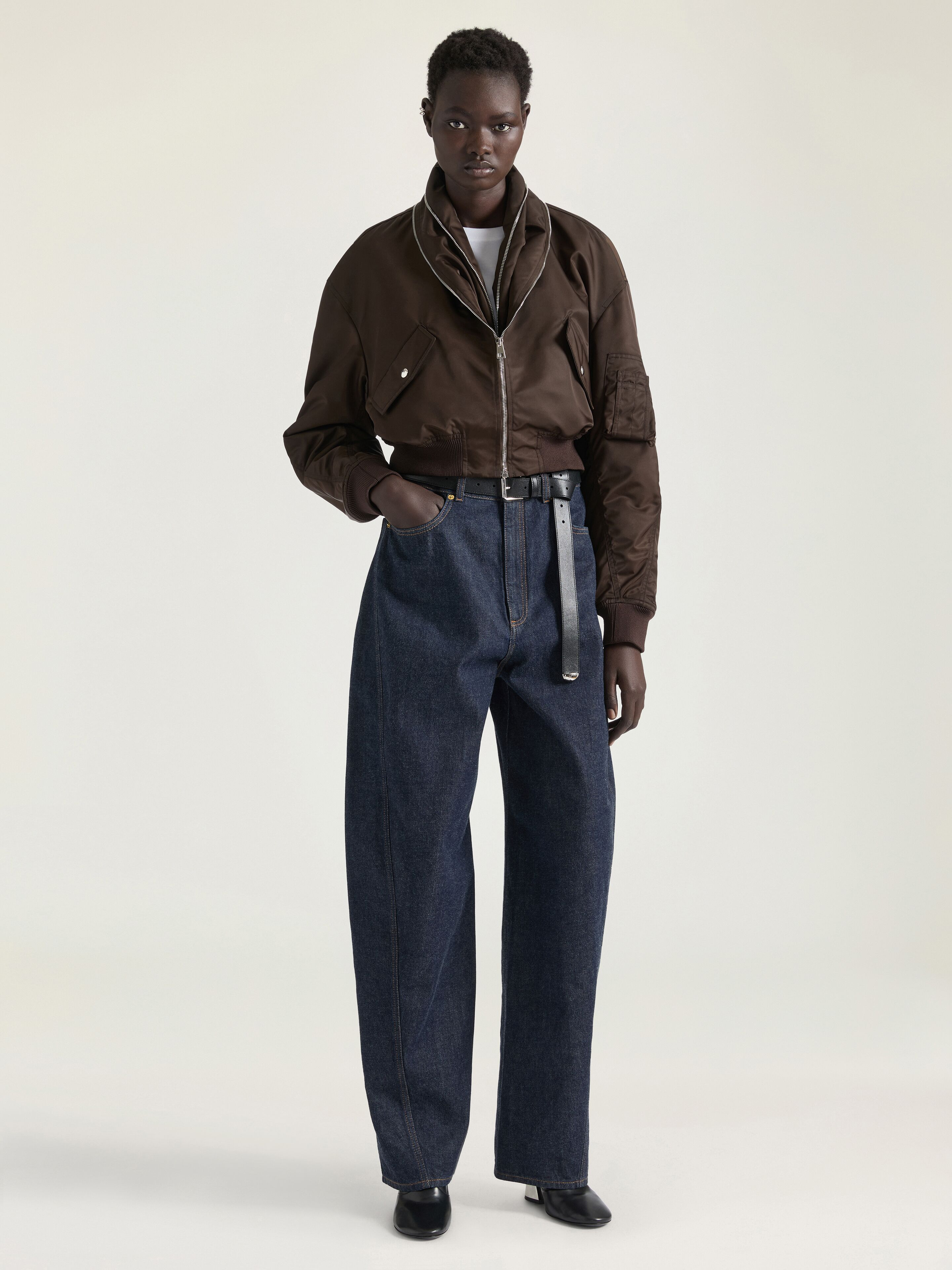 BOMBER WITH ZIPPED SHAWL COLLAR IN NYLON - 2
