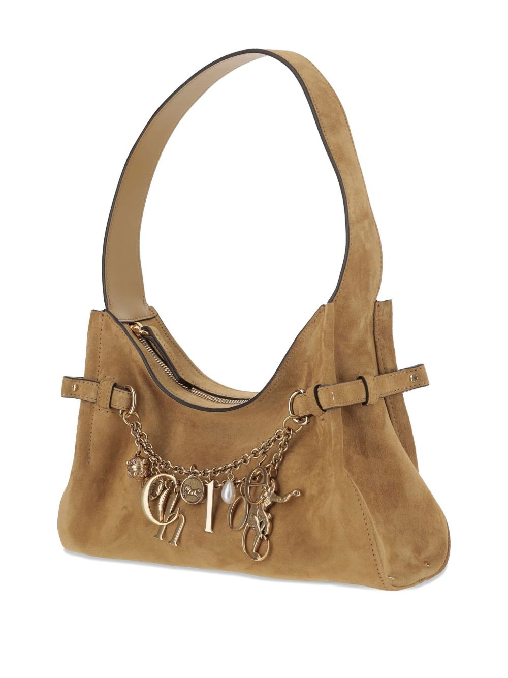 charm-embellished suede shoulder bag - 3