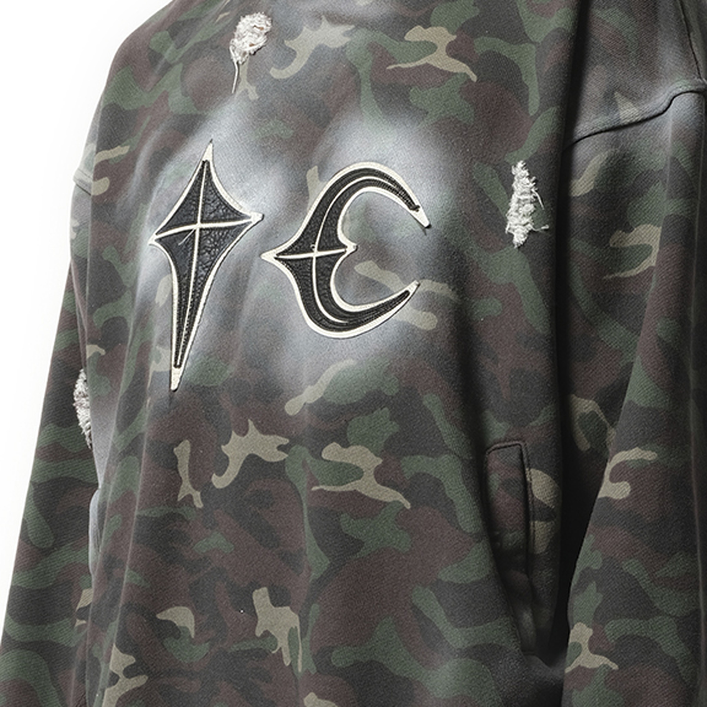 Sprayed Camoflage Rock Hoodie in Camo - 3
