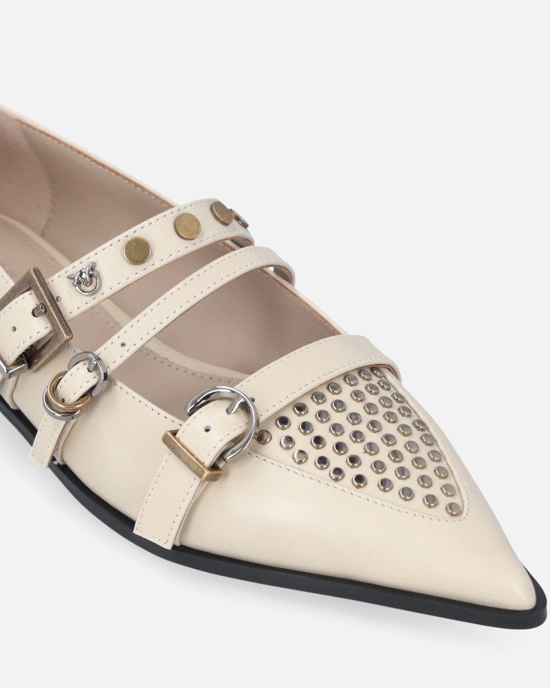 POINTED-TOE LEATHER BALLERINAS WITH STUDS 4