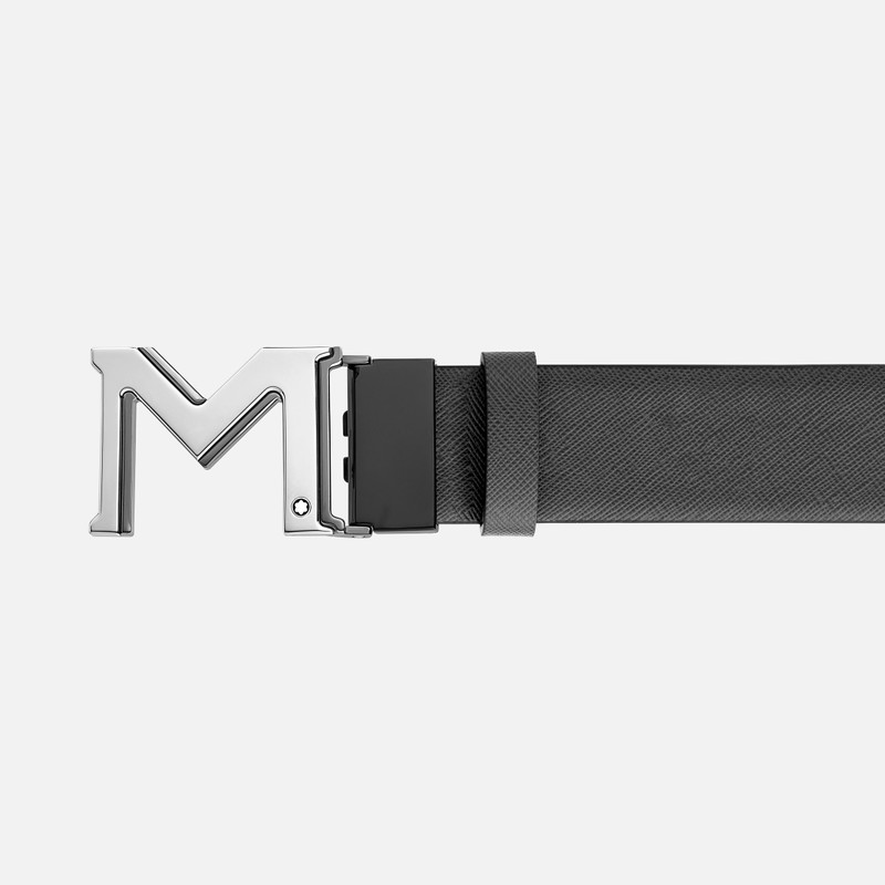 M buckle black/gray 35 mm reversible leather belt 5