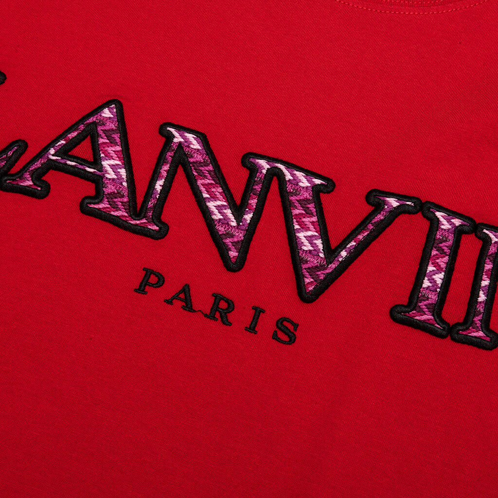 LANVIN CURB EMBROIDERED T-SHIRT - LIPSTICK - 3