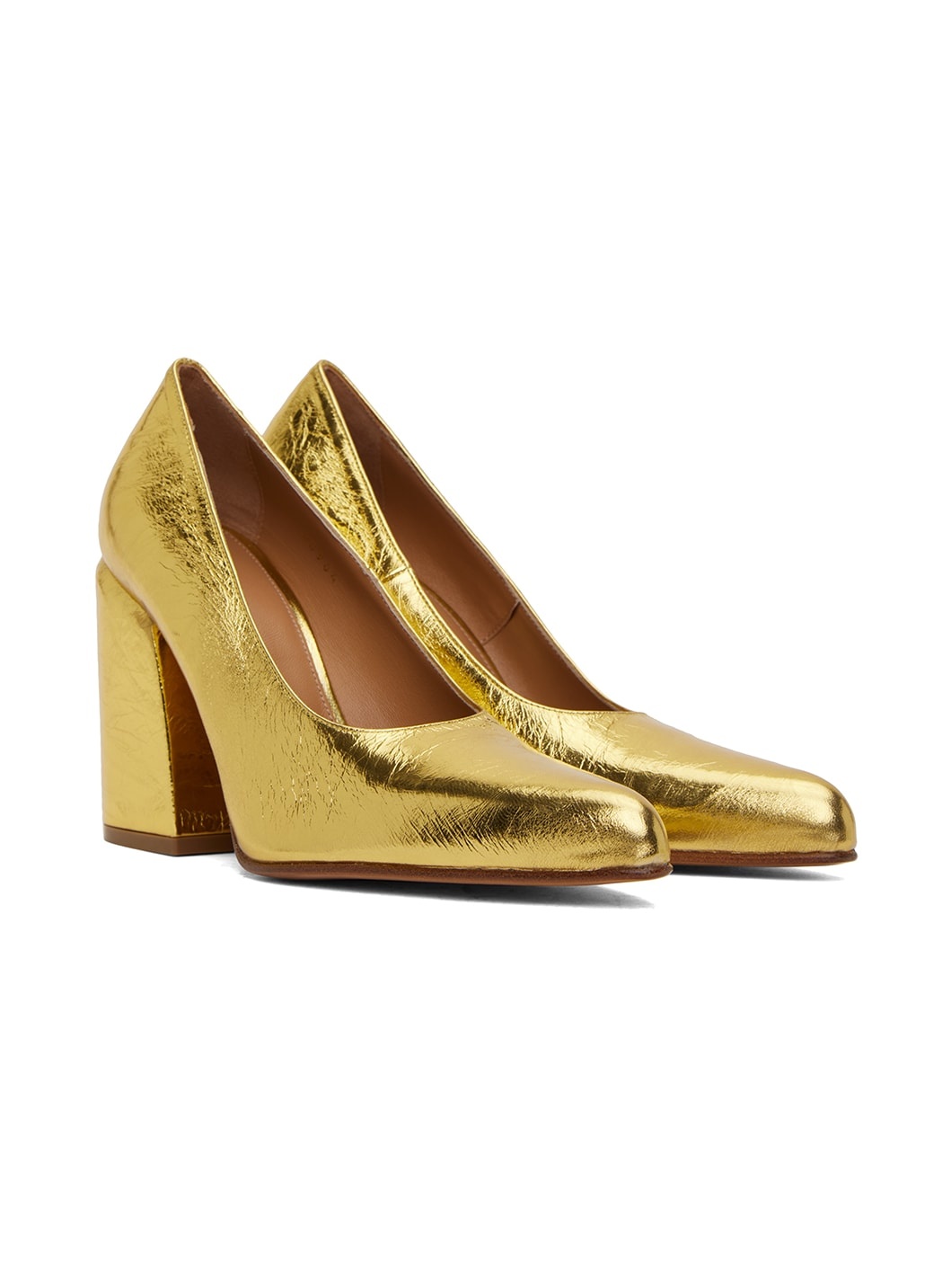 Gold Leather Pumps - 4