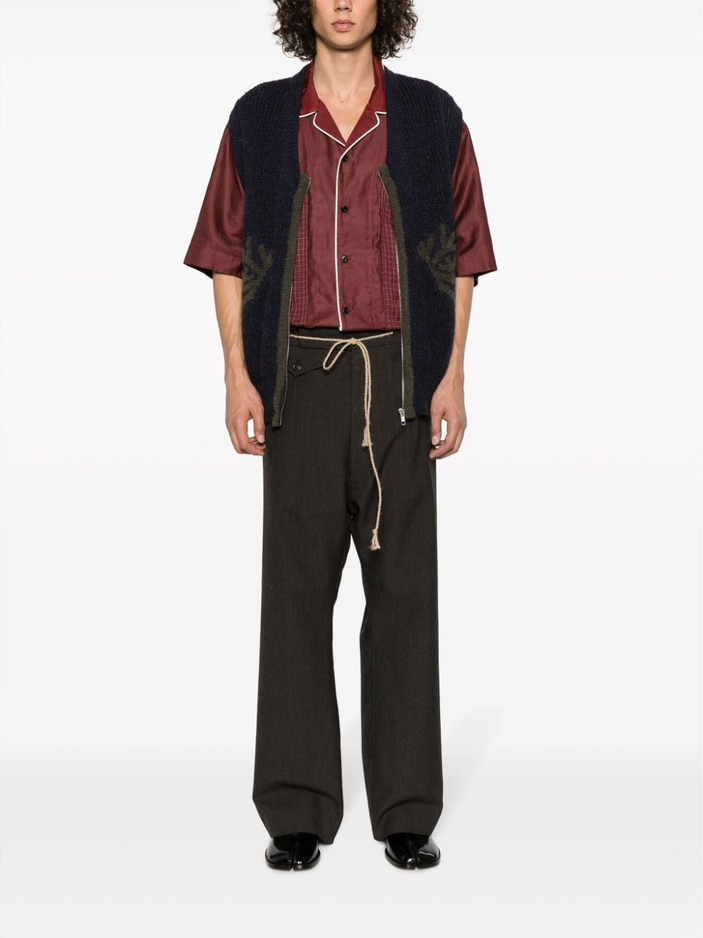 drawstring-waist wool trousers - 2