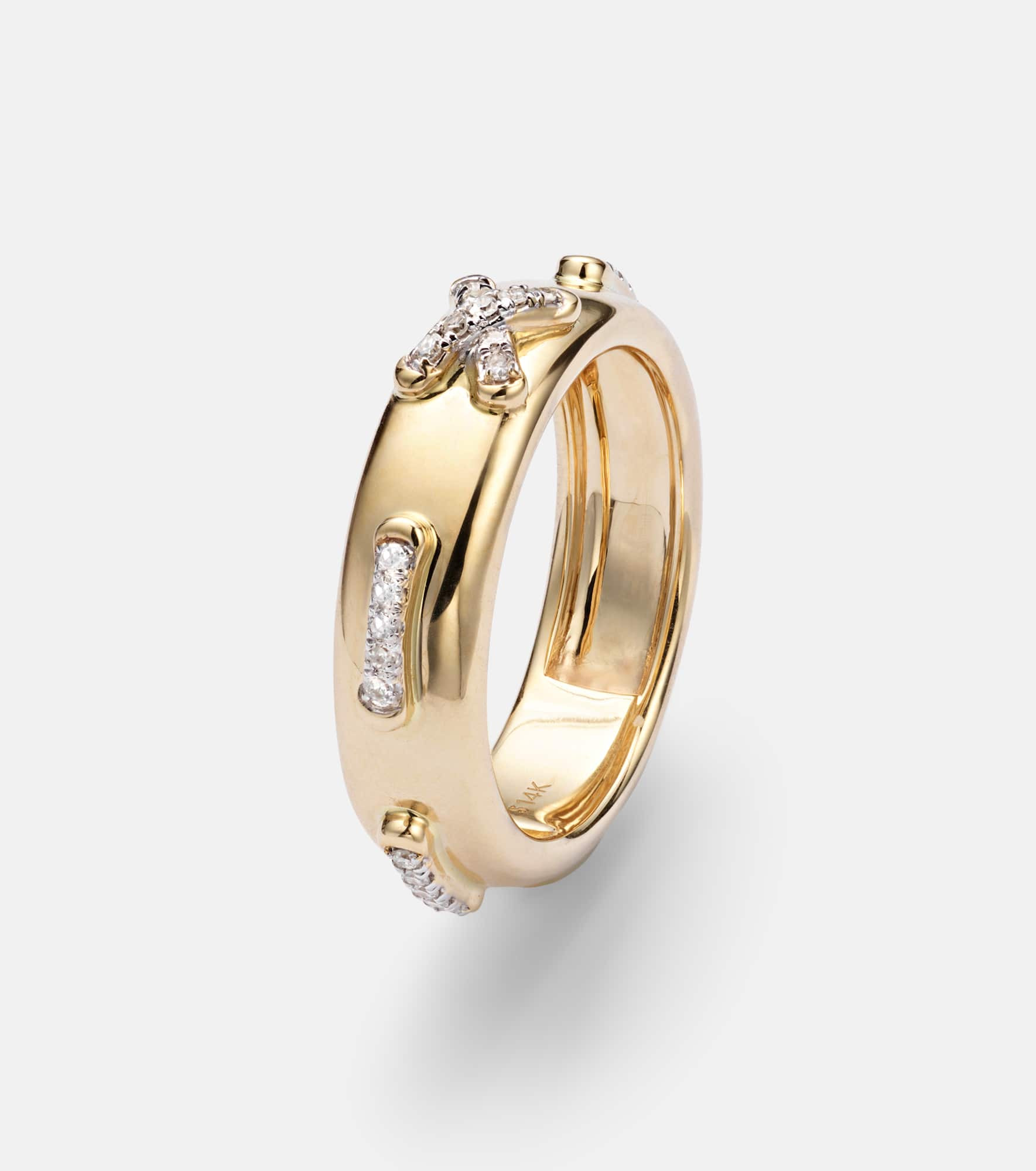 Diamond Cross Stitch 14kt gold ring with white diamonds - 4