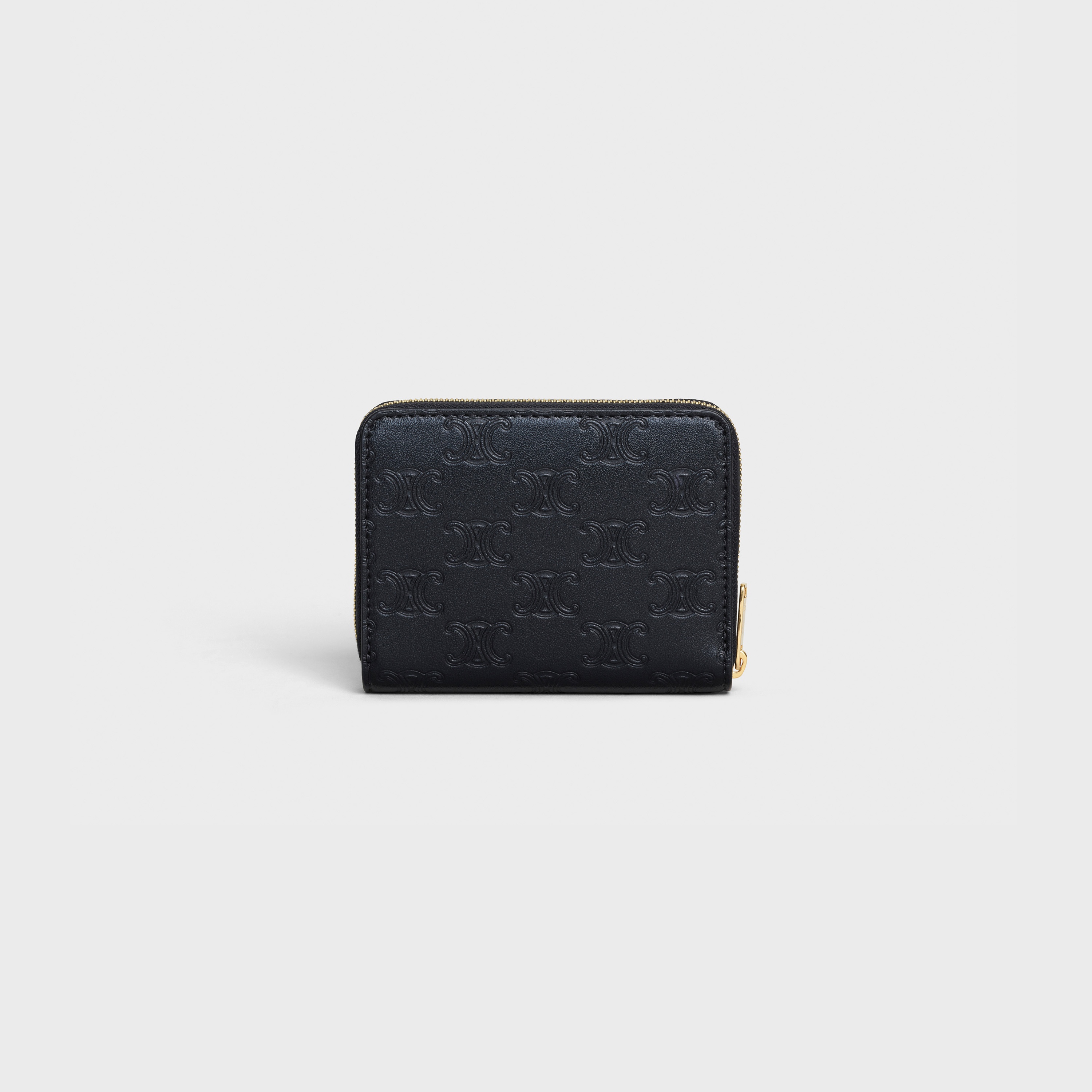 TRIOMPHE COMPACT ZIPPED WALLET IN EMBOSSED SMOOTH CALFSKIN - 3