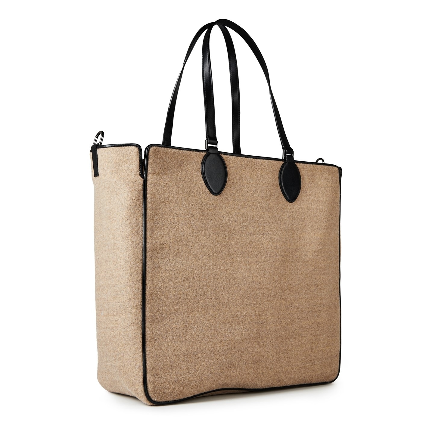 TOILE ICONOGRAPHE SHOPPING BAG IN WOOL WITH LEATHER DETAILS - 7