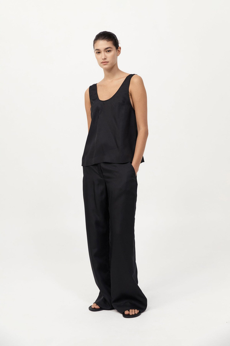 Silk Twill Pants - Black 3