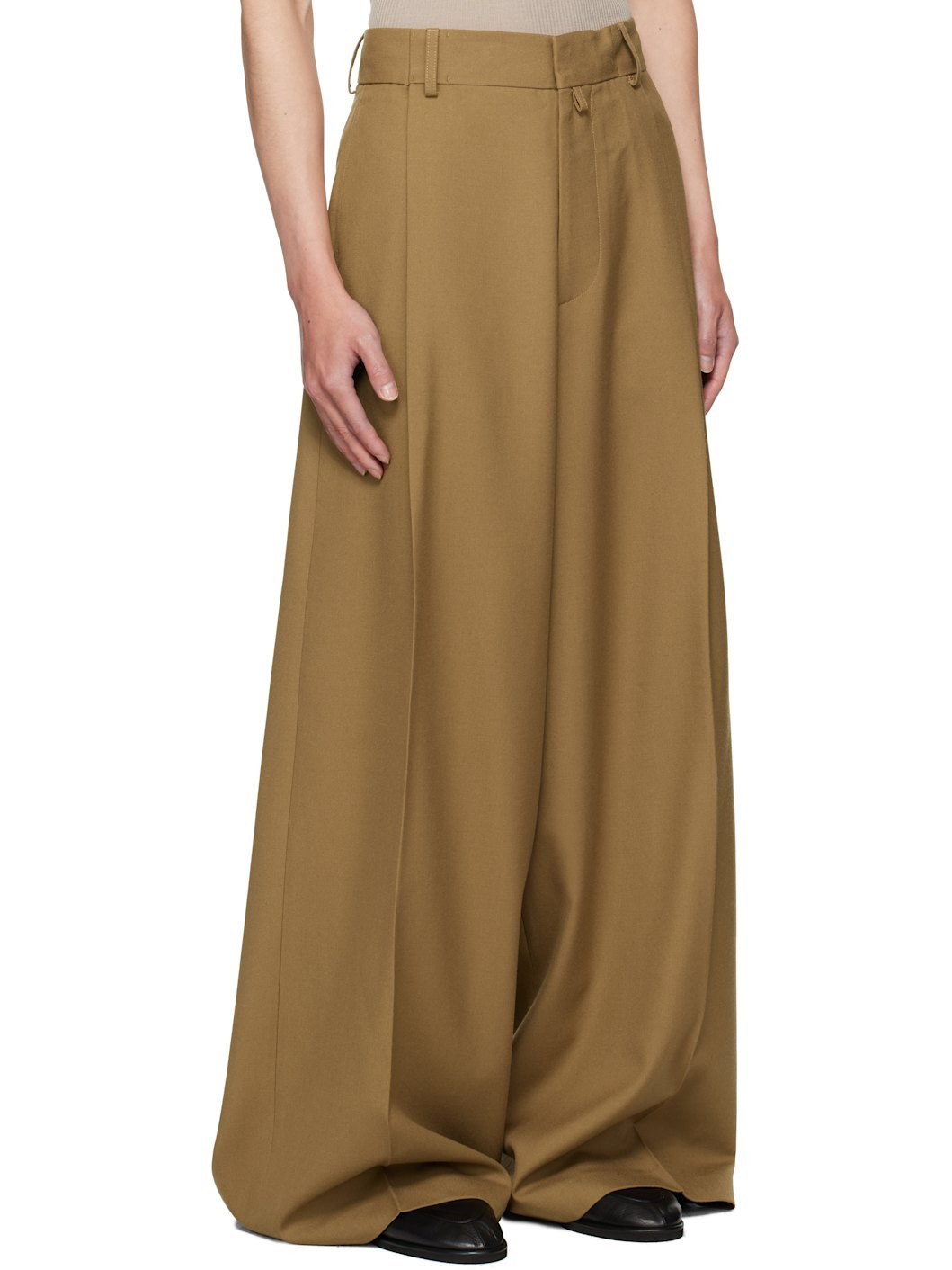 Tan Pleated Trousers - 2