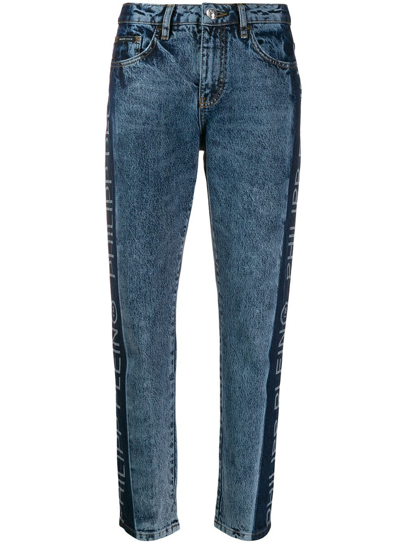 logo panelled straight-leg jeans 1