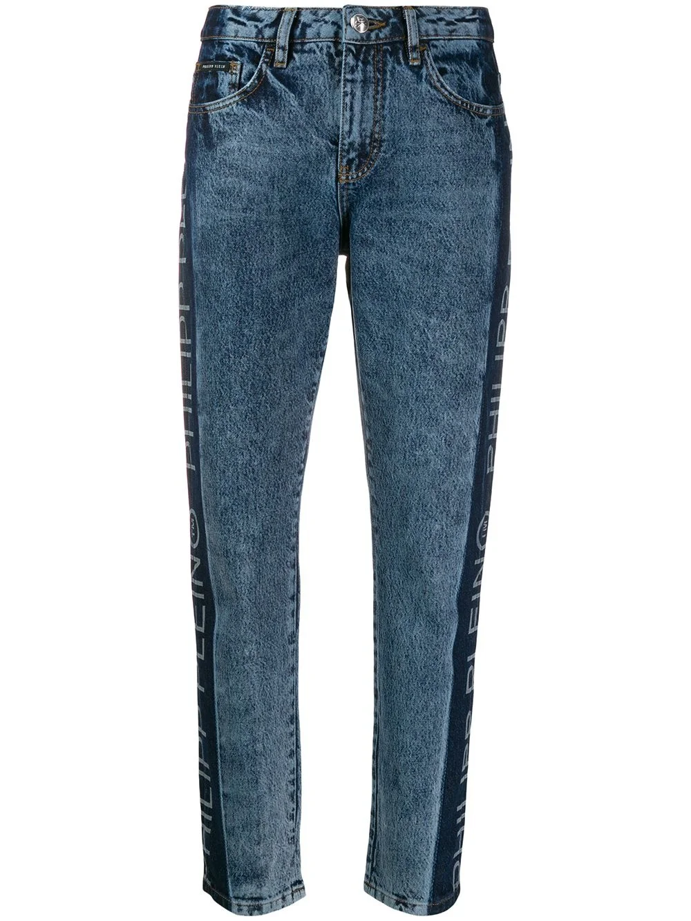 logo panelled straight-leg jeans - 1