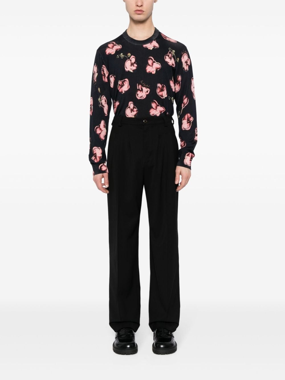Orchid-print cotton jumper - 2