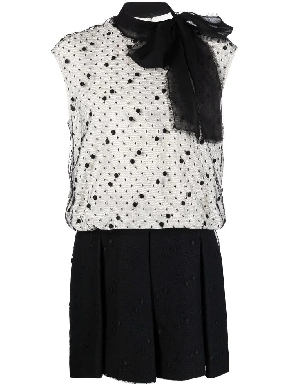 pussy-bow polka dot dress - 1