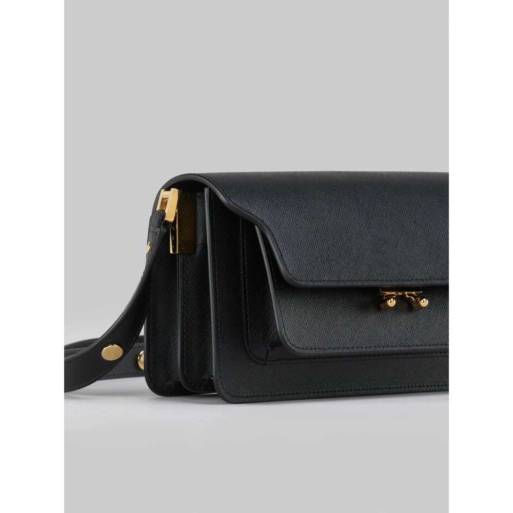 ★MARNI★ Saffiano Trunk East West Bag Black SBMP0121U0LV520 Marni SAFFIANO EAST/WEST TRUNK SHOULDER BAG | miinto