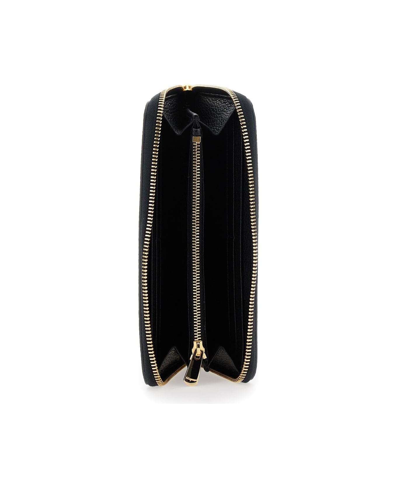 'giove' Black Wallet With Gancini On The Front In Leather Woman - 3