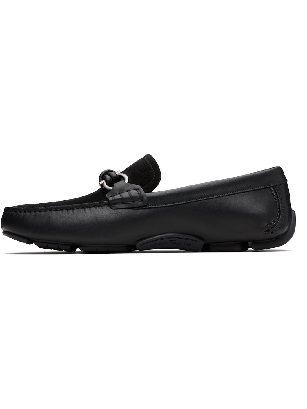 Black Gancini Buckle Driver Loafers - 3