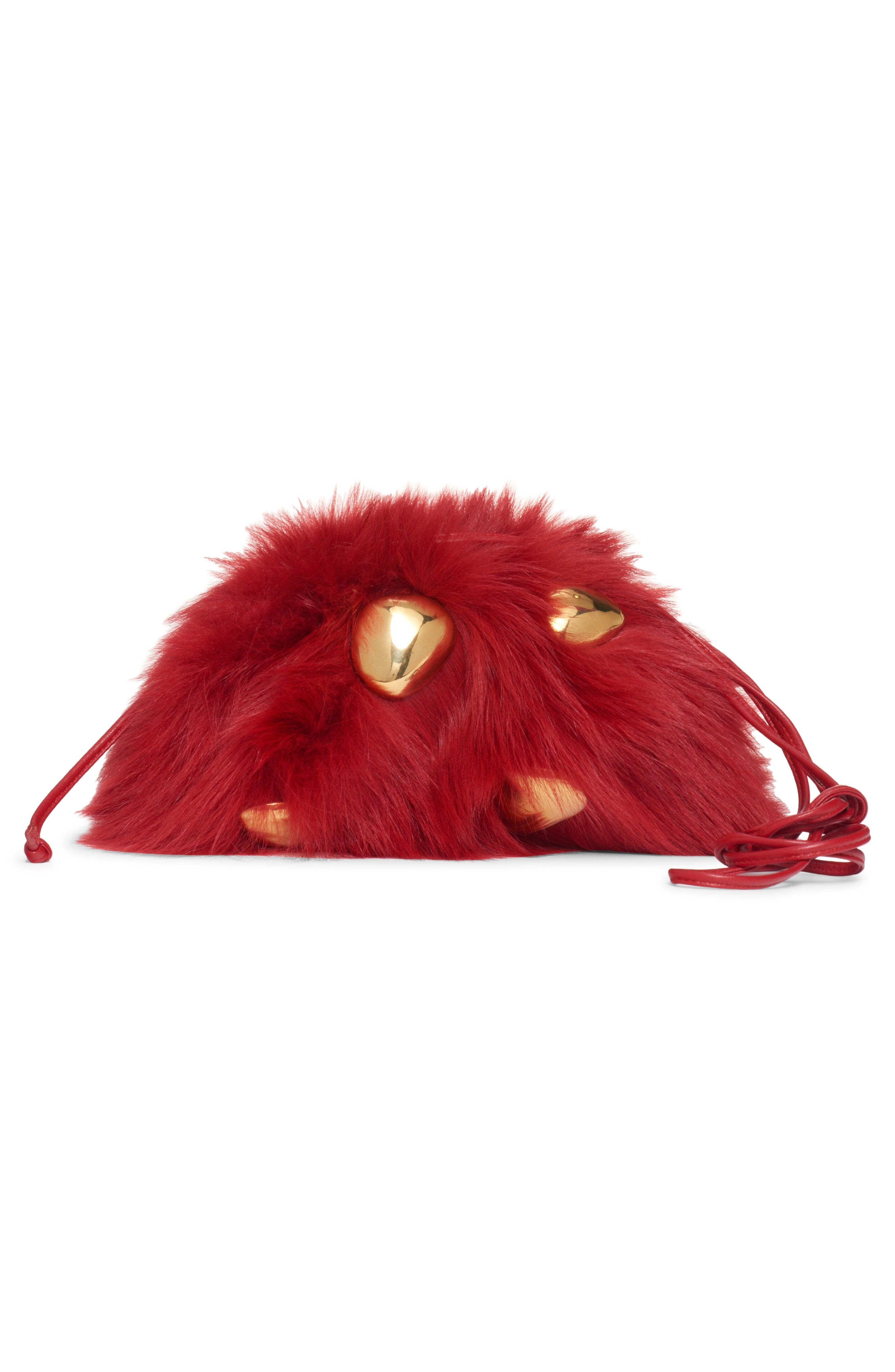 Mini The Pouch Stud Embellished Genuine Shearling Clutch - 3