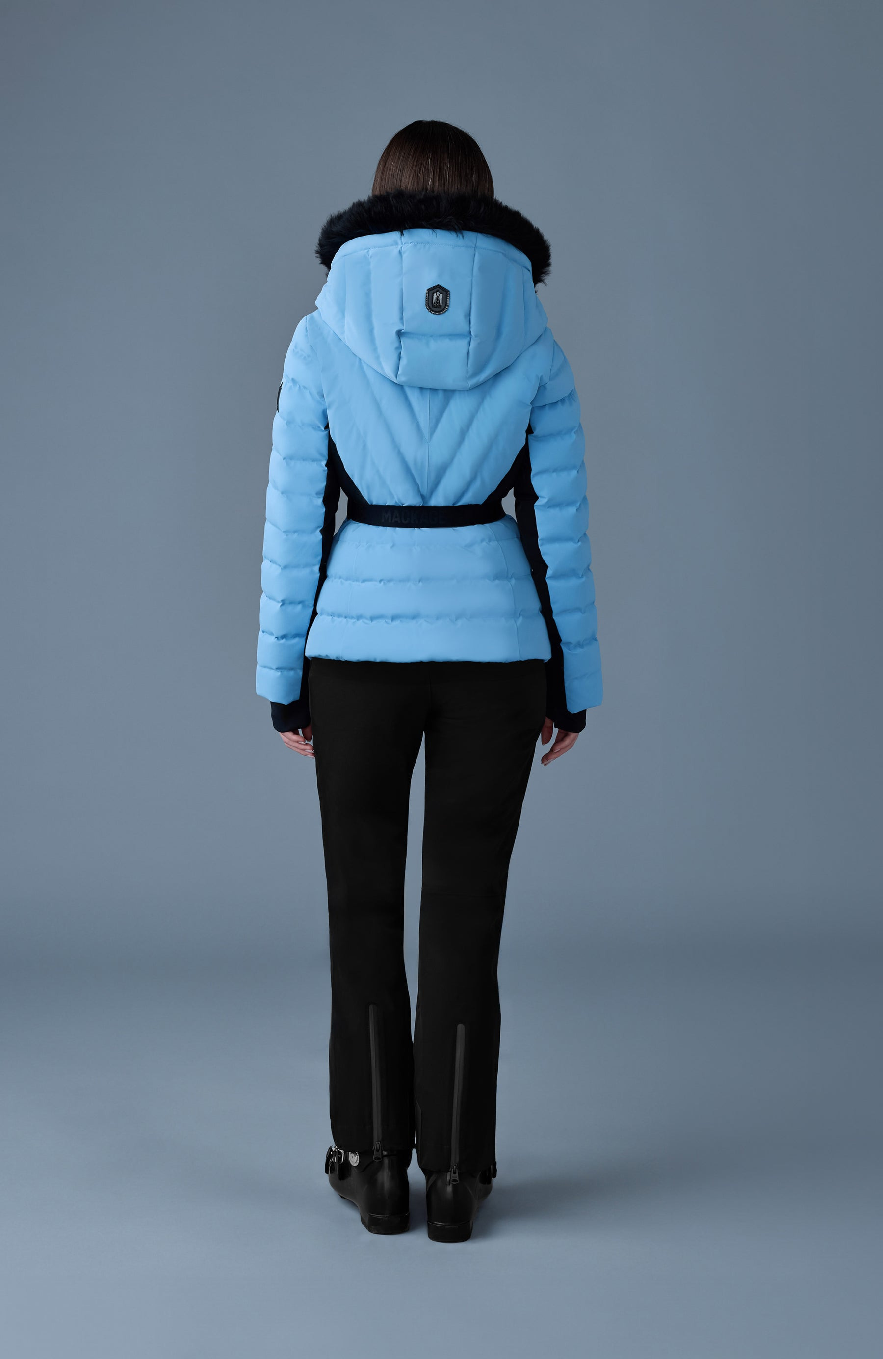 ELITA-SH Belted down ski jacket with fur trimmed hood - 4