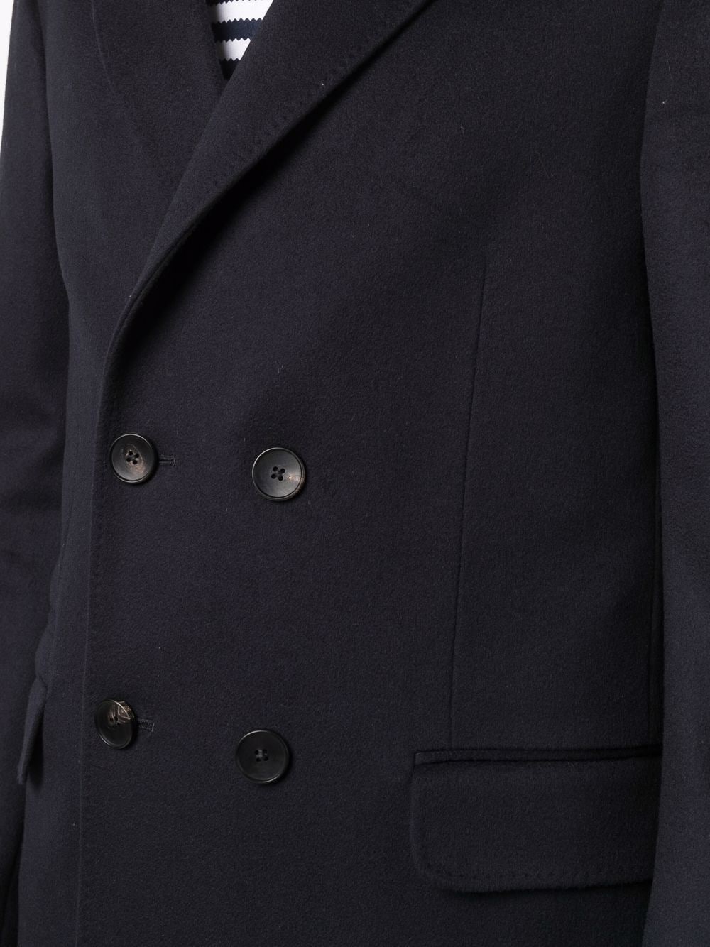 double-breasted mid-length coat - 5