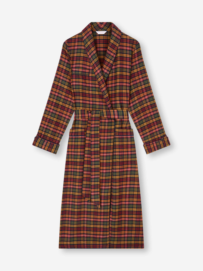 Derek Rose Women's Robe Kelburn Brushed Cotton Multicolor Check outlook