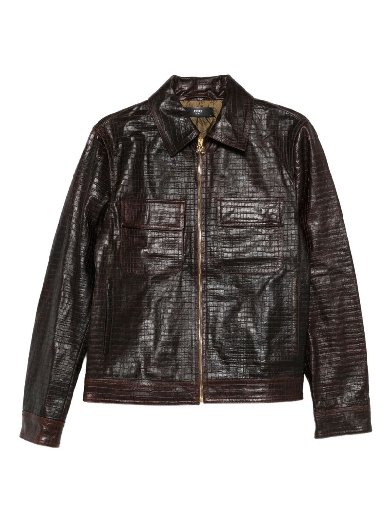 embossed-leather zip-front jacket 1