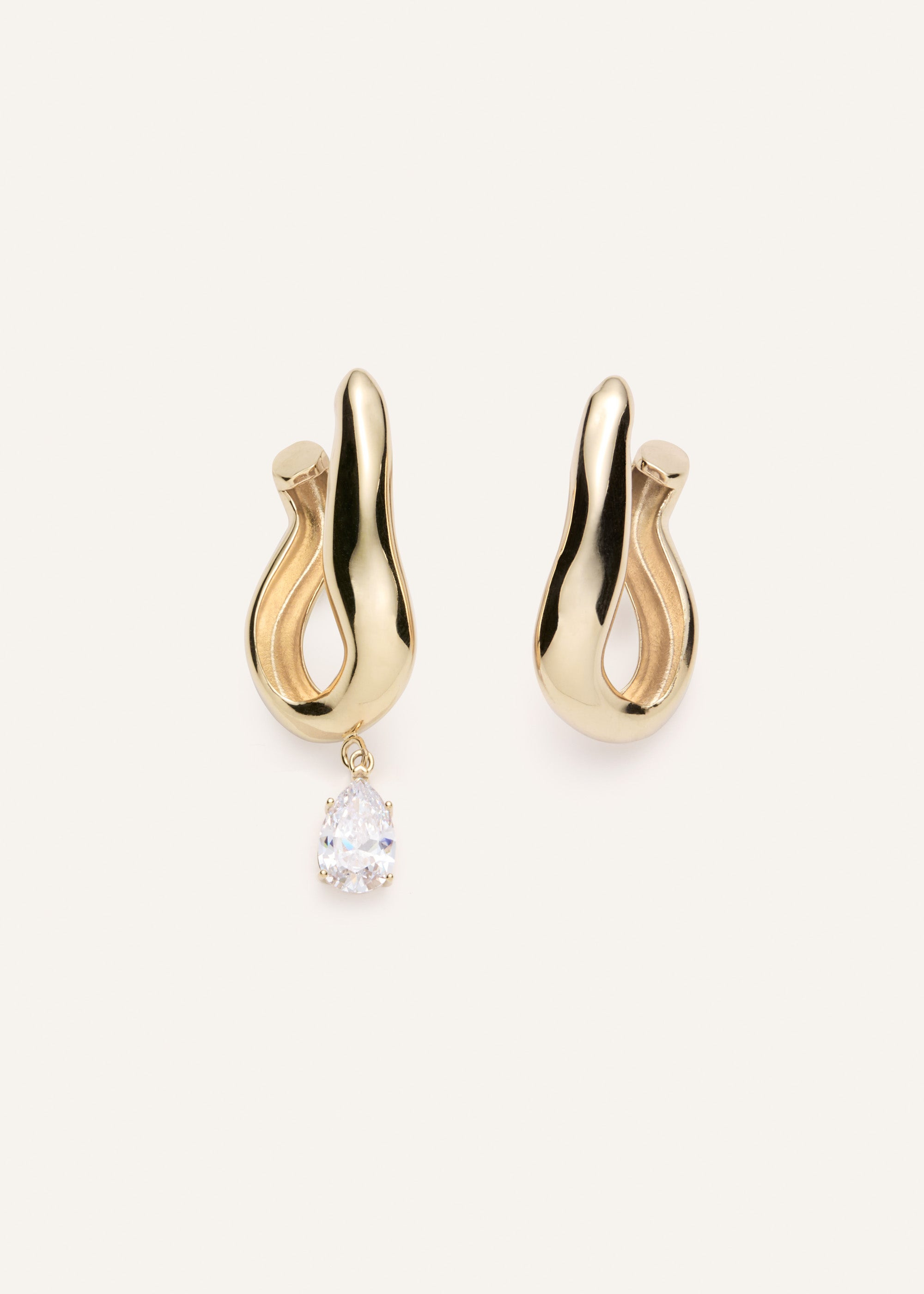Drop crystal wave earrings in gold - 1