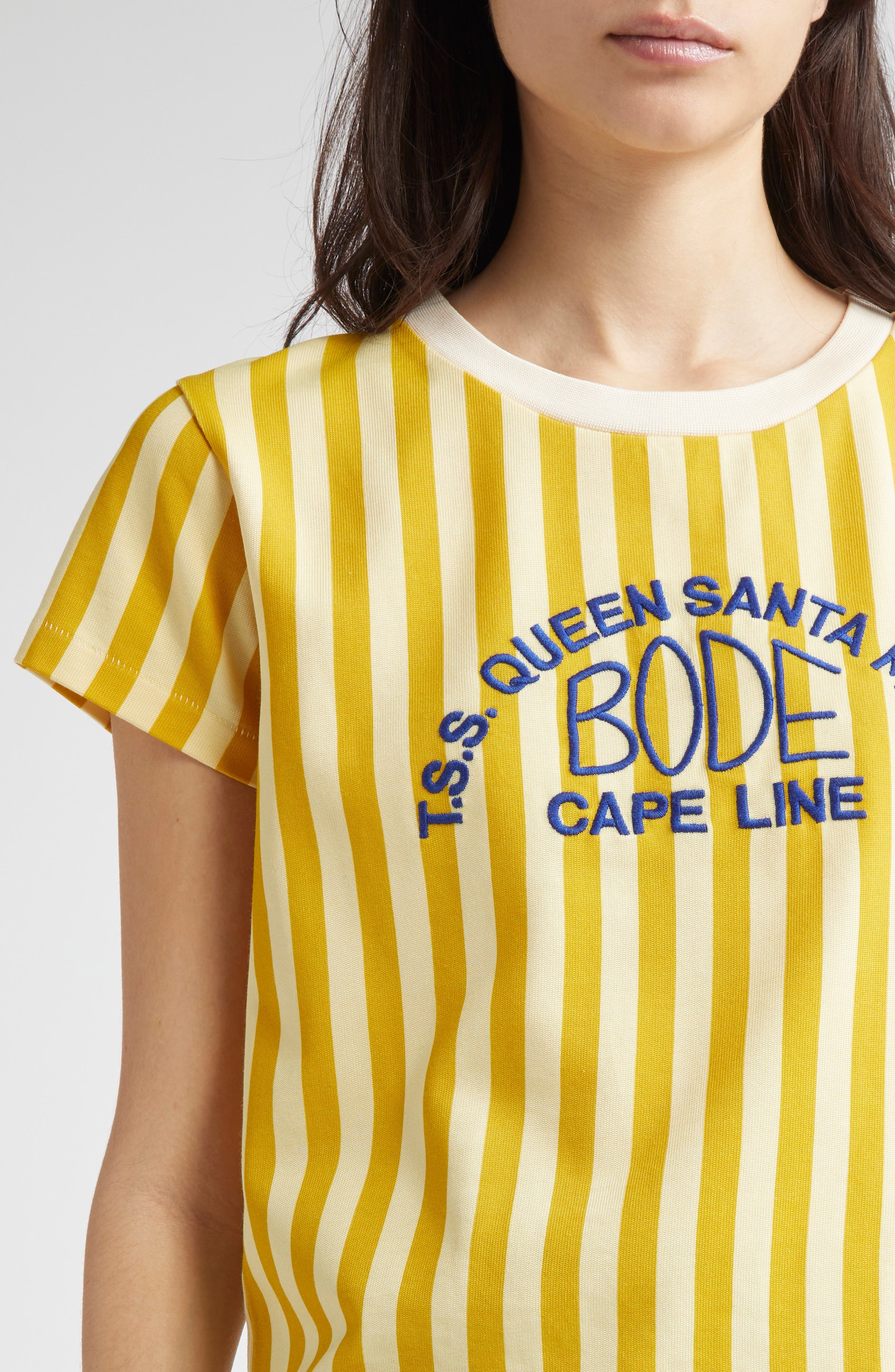 Bode Medalist Embroidered Stripe T-Shirt in Yellow Multi at Nordstrom - 5