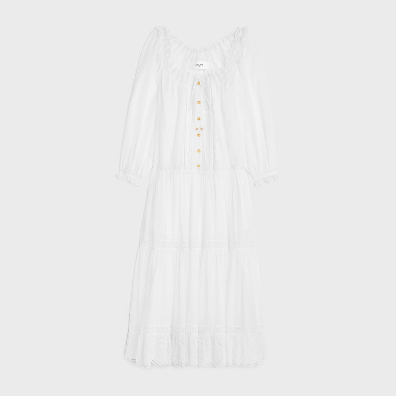 embroidered folk dress in cotton muslin 1